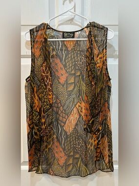 Bob Mackie Animal Print Color Block Vest Sz M Lightweight Wearable Art Butterfly